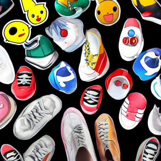 shoes in the style of pokemon, product photo