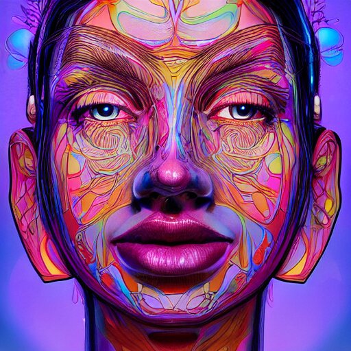 the face of a ridiculously beautiful and pretty woman partially made of onion rings of all colors looking up, an ultrafine detailed illustration by james jean, final fantasy, intricate linework, bright colors, behance contest winner, vanitas, angular, altermodern, unreal engine 5 highly rendered, global illumination, radiant light, detailed and intricate environment 