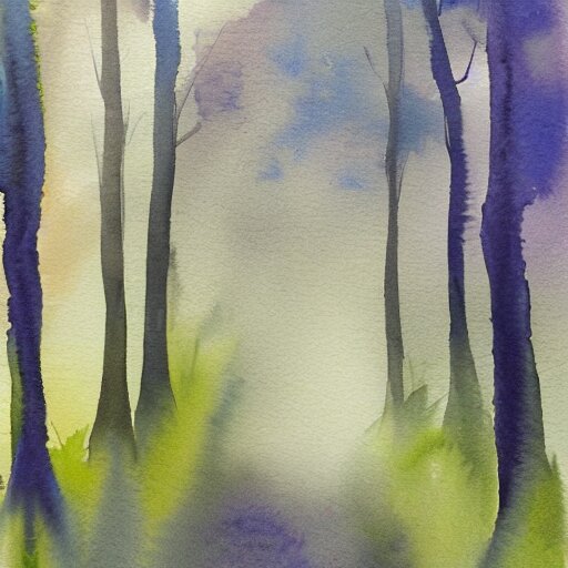 watercolor foggy forrest