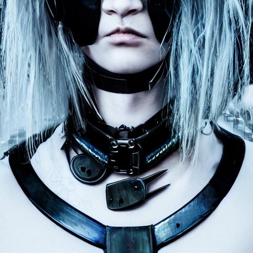 detailed realistic cyberpunk female character cyberpunk wearing large steel collar around neck, realistic, art, beautiful, 4K, collar, choker, collar around neck, punk, artstation, detailed, female, woman, choker, cyberpunk, neon, punk, collar, choker, collar around neck, thick collar, choker around neck, wearing choker, wearing collar, bright neon punk hair,