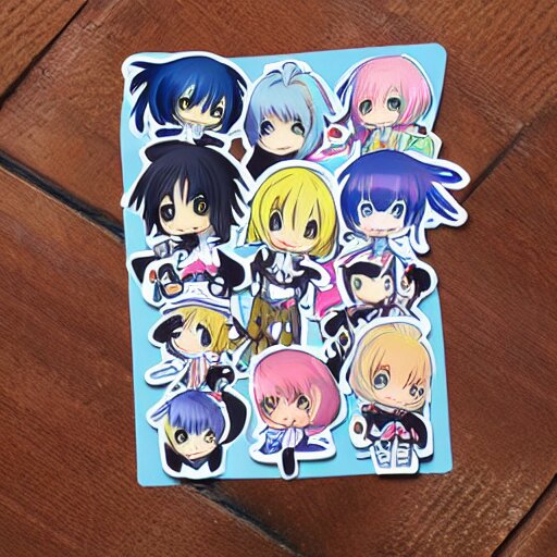 kawaii anime sticker, solo, 