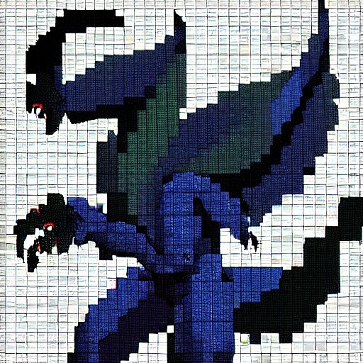 Bahamut in a pixel art style