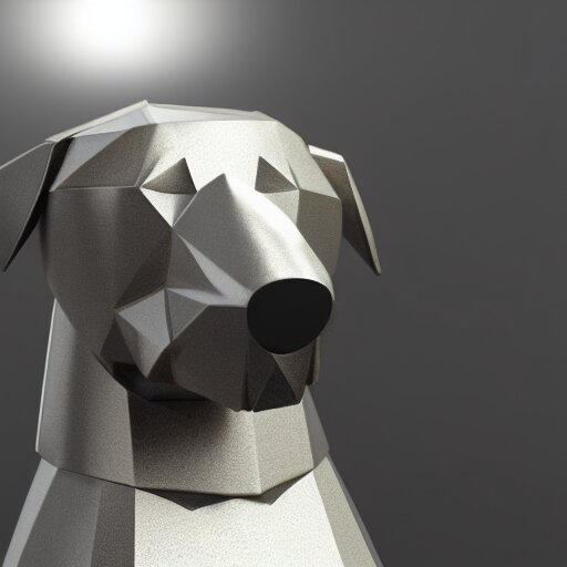 stainless steel dog, low-poly, 4k, studio lighting, cycles render