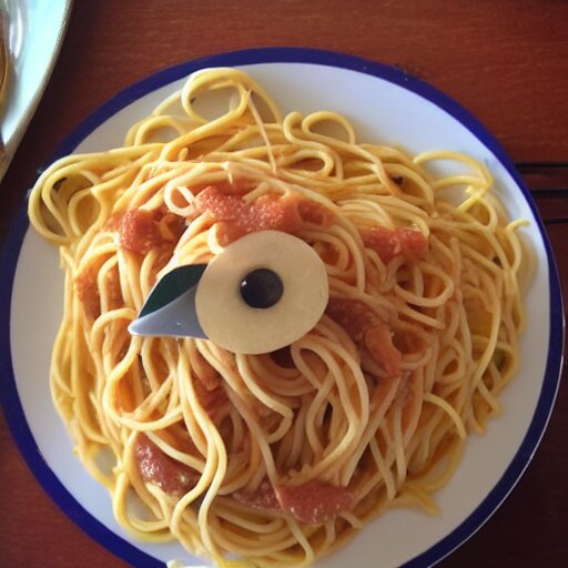 spaghetti in the shape of a bird 