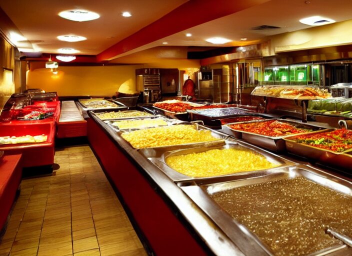 high quality photo of a chinese buffet in america, extreme detailed 