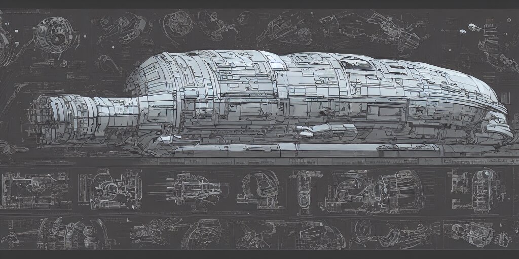 giant robot, bulbous!!! biomechanical mri machine millennium falcon space - station massive piping nuclear reactor submarine maschinen krieger, character sheet, concept design, contrast, kim jung gi, greg rutkowski, zabrocki, karlkka, jayison devadas, trending on artstation, 8 k, ultra wide angle, pincushion lens effect 