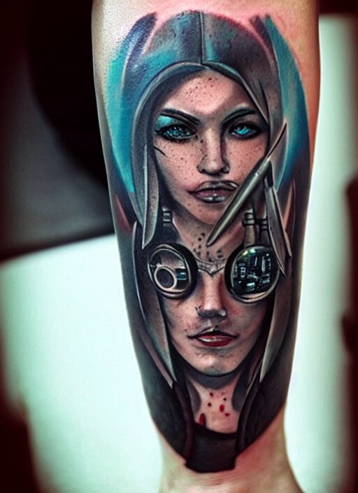 tattoo of a cyberpunk female