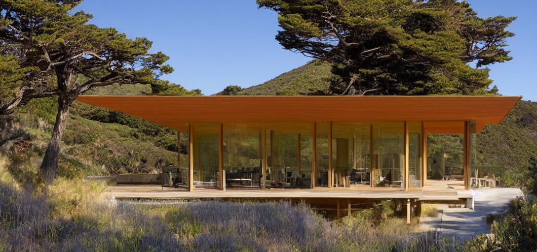 house designed by renzo piano overlooking big sur. landscape design by louis benech. 