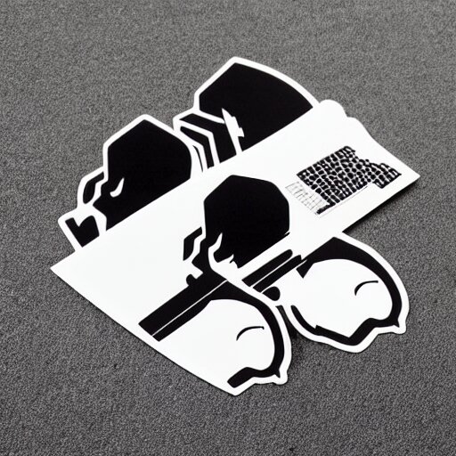 black on white graphic design stickers in style of david rudnick, eric hu, y 2 k, 