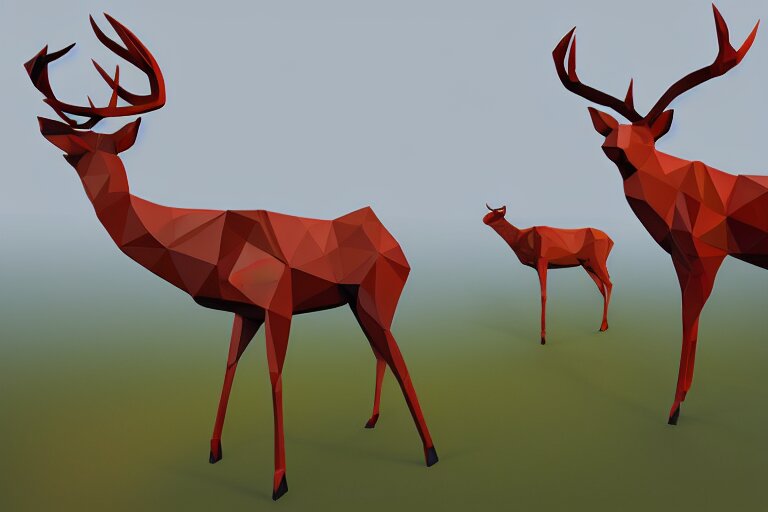 lowpoly art of red deer 