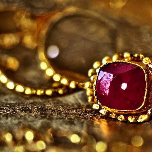 
gold and ruby gemstone  HDR 

