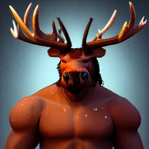 barbarian with moose head, pixel art, trending, post processing, game assets, cinematic 