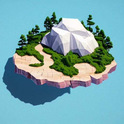 a floating island on an aquatic environment isometric art, lago de sorapis landscape, low poly art, game art, artstation, 3D render, high detail, cgsociety, octane render