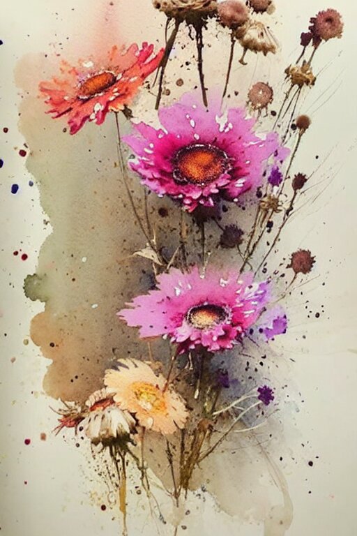 ( ( ( ( ( ( ( ( ( ( loose loose watercolor of flowers painterly, granular splatter dripping. muted colors. ) ) ) ) ) ) ) ) ) ) by jean - baptiste monge!!!!!!!!!!!!!!!!!!!!!!!!!!!!!! 