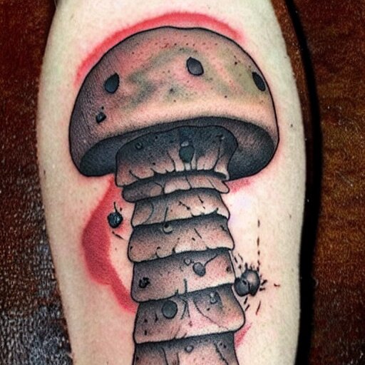 mushroom in decay, tattoo art, japanese, color restoration, vortex, highly detailed, 