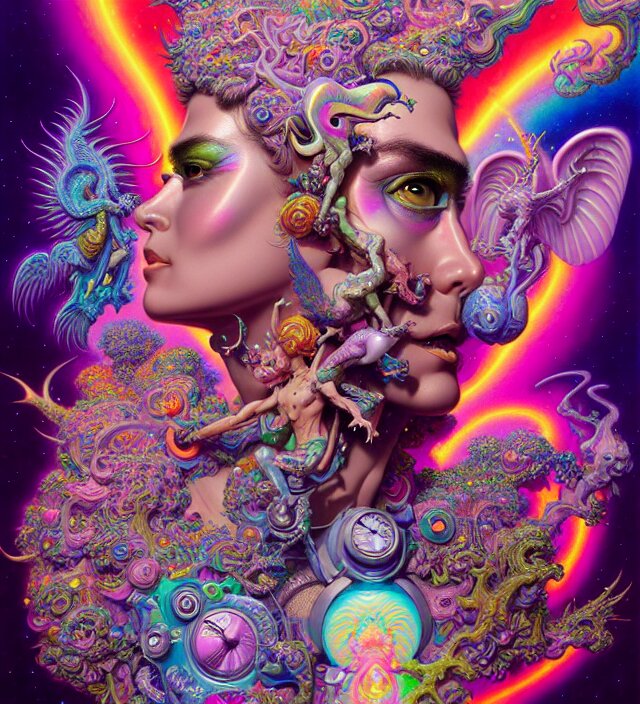 lisa frank pattern fantasy character portrait, ultra realistic, wide angle, intricate details, blade runner artifacts, highly detailed by peter mohrbacher, wayne barlowe, boris vallejo, hajime sorayama aaron horkey, gaston bussiere, craig mullins 