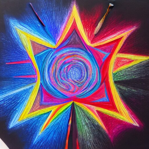  Colored pencil art on paper, Star art abstraction, artstation, MasterPiece, Award-Winning, Caran d'Ache Luminance