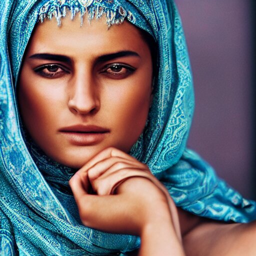 portrait of a stunningly beautiful arabic tribal female, depth of field, zeiss lens, detailed, symmetrical, centered, fashion photoshoot, by Annie Leibovitz and Steve McCurry, David Lazar, Jimmy Nelsson, Breathtaking, 8k resolution, extremely detailed, beautiful, establishing shot, artistic, hyperrealistic, beautiful face, octane render