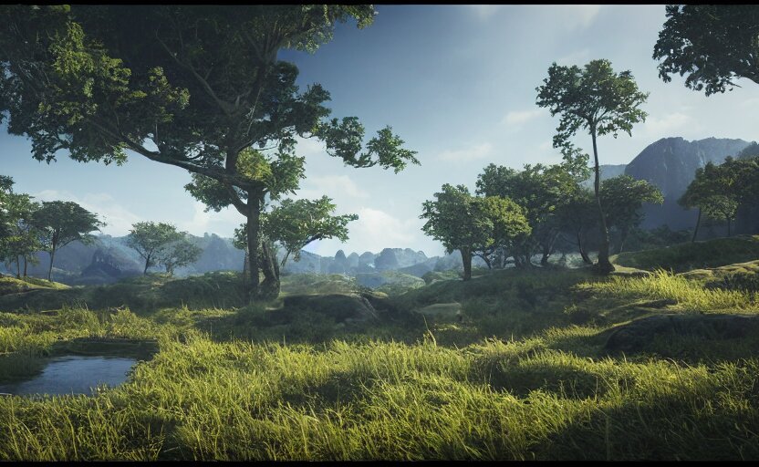 beautiful landscape, Unreal Engine 5, RTX, AAA Game, Detailed 3D Render, Cinema4D