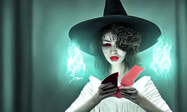 witch doing a card trick, cardistry, cards, fantasy, digital art, soft lighting, wide shot, 8 k 