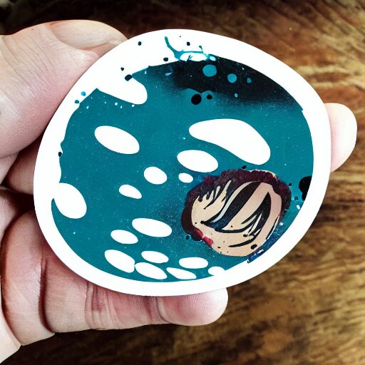 die cut sticker, nausicaa, splatter paint 