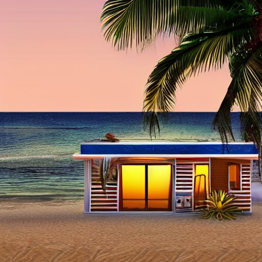 Retro-wave house in beach