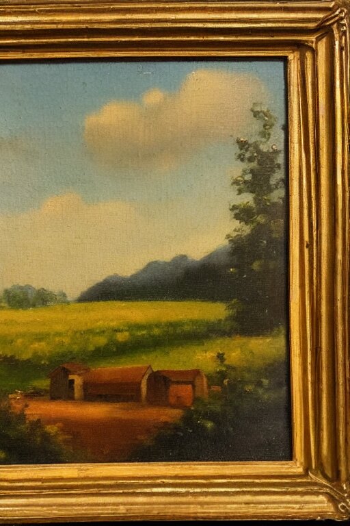 vintage oil painting of a farm landscape 