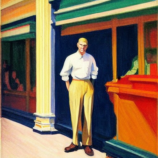 Lexica A Detailed Painting Blonde Man At A Store Edward Hopper