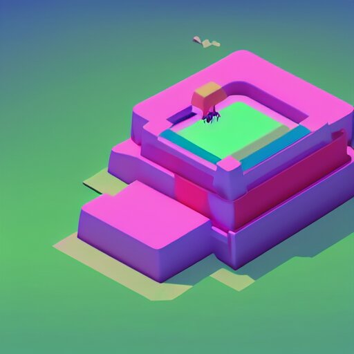 isometric floating island on neon background, isometric invironment, 3d art, isometric art, high detail, artstation, concept art, behance, ray tracing, smooth, sharp focus, ethereal lighting