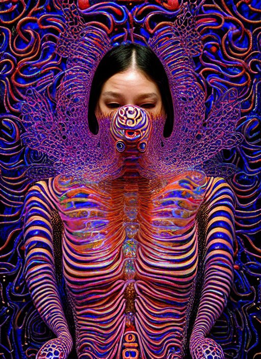 3 d goddess medium shot profile portrait. beautiful intricate highly detailed mask made entirely of bubbles and dragonfly wings. optical mineralogy, chitin, oil on water, reflections, refractions, creature, artwork by yayoi kusama, tooth wu and wlop and beeple and greg rutkowski, 