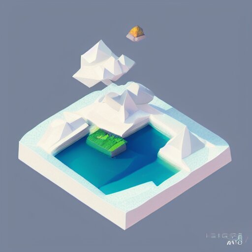 a floating island isometric art, low poly art, game art, artstation, 3D render, cgsociety, octane render