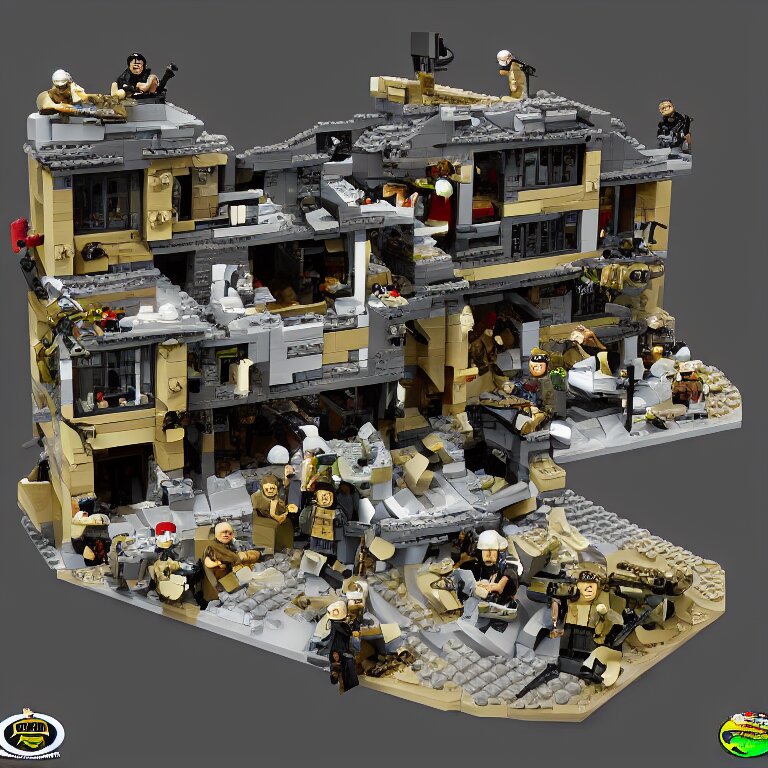 navy seals raid osama bin laden's final hideout in abbottabad, pakistan lego set product marketing, photorealistic, studio lighting, highly detailed 