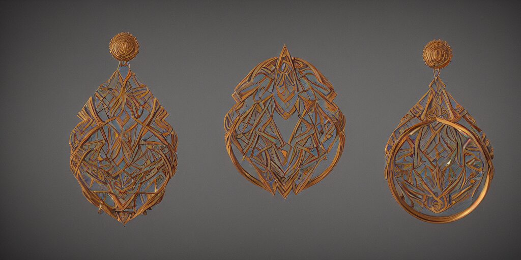 earring design, jewelry design, wood, nordic, art deco, intricate, elegant, material, product design, trending on artstation, cgsociety, photo realistic, design by ziva cph and isabel lennse and kalevala, 8 k, unreal engine, c 4 d 