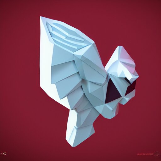 low poly, vector, white eagle icon, in a book, red background, cgsociety, artstation, octane render