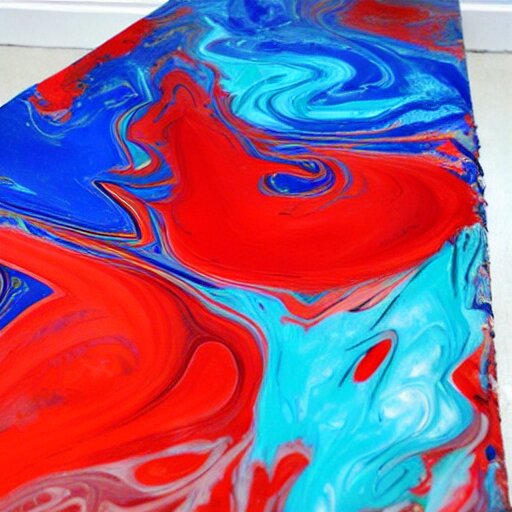 wet paint marbling, red and blue duotone 