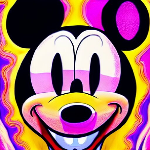 Lexica - An extremely psychedelic portrait of mickey mouse, surreal ...