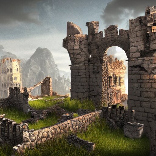 Old ruins of a castle, Fantasy apocalypse environment, digital art, unreal engine 5, 4k