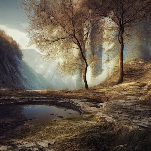 michal karcz grunge painting of a beautiful landscape. , detailed, elegant, intricate, 4k,