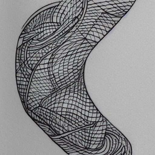 tattoo sketch of a sea, on a yellow paper, ornamental, line art, minimalism, tatto for leg 