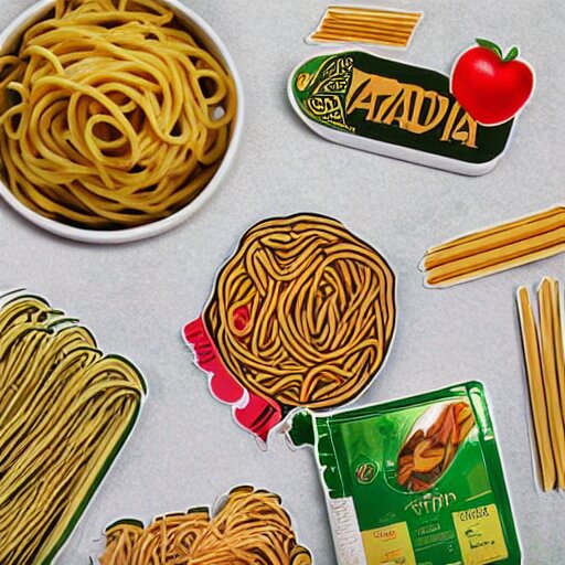 a whatsapp stickers pack of pasta, digital art 