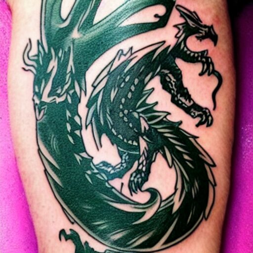 simple anime manga full color dragon!! Emerald and obsidian dragon, forearm tattoo, tattoo