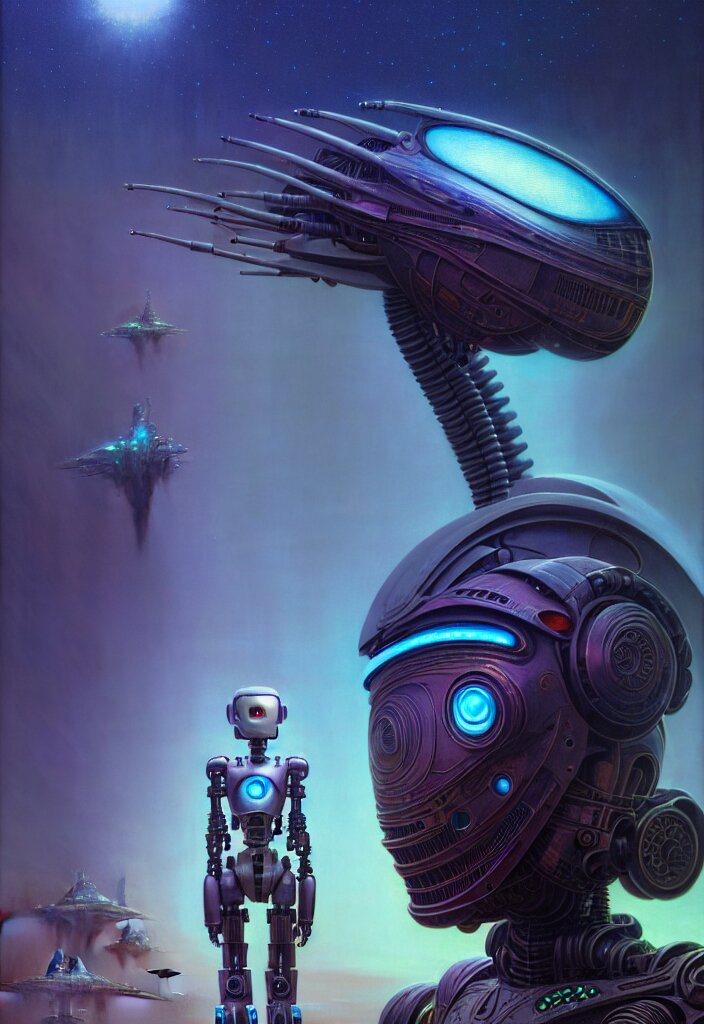 cinematic portrait of cute robot, faded colors, exotic alien features, cyber background, tim hildebrandt, wayne barlowe, bruce pennington, donato giancola, larry elmore, masterpiece, trending on artstation, featured on pixiv, zack snyder, cinematic composition, beautiful lighting, sharp, details, hyper - detailed, hd, hdr, 4 k, 8 k 