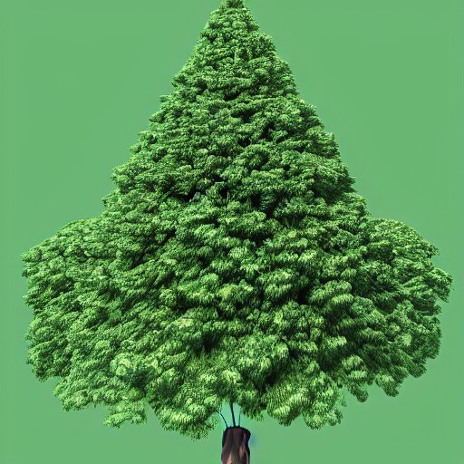 a 3d low poly object of just a small green tree on the blue background