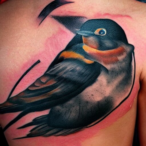 ink tatoo, a swallow with a black beard wearing an athletic bilbao shirt, 4 k, masterpiece 