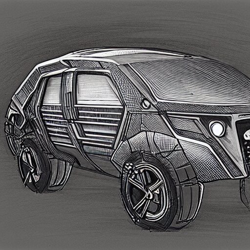 futuristic vehicle concept, etch a sketch art 