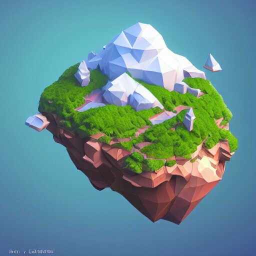 floating island in the sky, low poly, isometric art, 3d art, high detail, artstation, concept art, behance, ray tracing, smooth, sharp focus, ethereal lighting