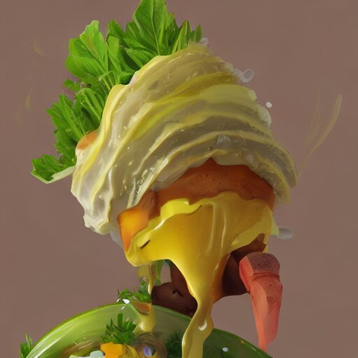 salad sponge dressing, Trending on Artstation, Hiroaki Tsutsumi style