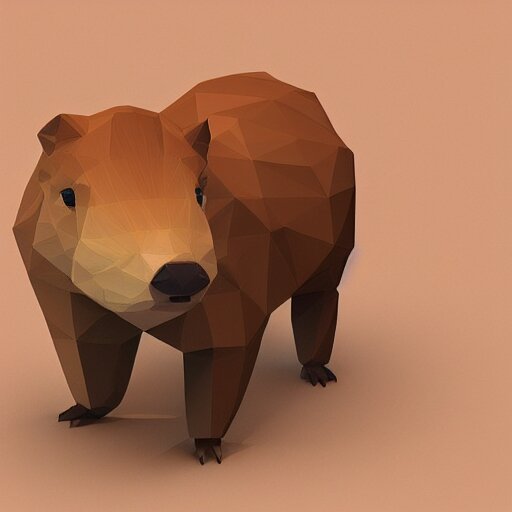 cute low-poly capybara, 4k, hd