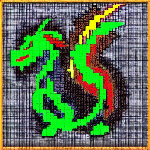 dragon spit fire, pixel art 8 x 8 size. 