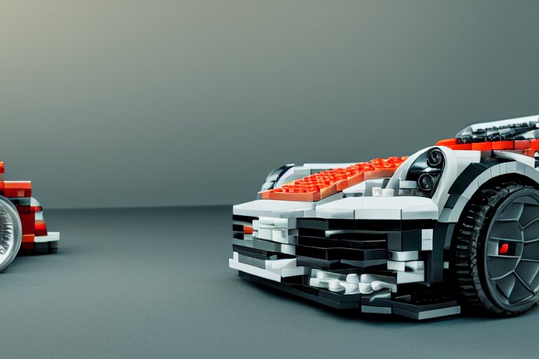 Porsche made out of Lego, octane render, studio light, 35mm,